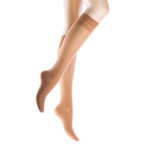 Polzela Kompressionskniestrümpfe Damen 40 DEN - Leichte Stützstrümpfe mit abgestufter Kompression - Antibakteriell mit Silberionen - Büro Alltag Reisen Comfort, Puder, Einheitsgröße Polzela Kompressionskniestrümpfe Damen 40 DEN - Leichte Stützstrümpfe mit abgestufter Kompression - Antibakteriell mit Silberionen - Büro Alltag Reisen Comfort, Puder, Einheitsgröße von Polzela