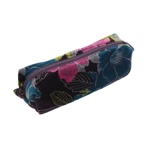 Pom Peace of Mind Mehrzweck-Federmäppchen mit botanischem Blumendruck, aus Samt, Make-up-Pinsel, Aufbewahrung oder Reisetasche mit Reißverschluss, Blaugrün/Pflaume, pflaume, Approximate size 21cm x Pom Peace of Mind Mehrzweck-Federmäppchen mit botanischem Blumendruck, aus Samt, Make-up-Pinsel, Aufbewahrung oder Reisetasche mit Reißverschluss, Blaugrün/Pflaume, pflaume, Approximate size 21cm x von Pom Peace of Mind