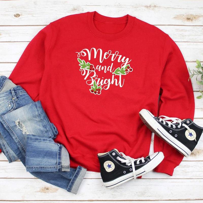 Fröhliche Und Helle Weihnachten Pullover/Unisex Erwachsene & Kinder Größen Passende Familie Sweatshirt Xmas Shirt Für Frauen von PomchickGift