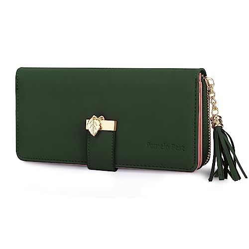 Pomelo Best Damen Geldbörse Vegan Leder RFID Portmonee mit 12 Kartenfächern, Münzfach und Handyfach von Pomelo Best