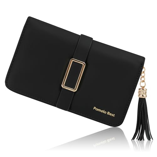Pomelo Best Damen Portemonnaie mit Reißversschluss & RFID-Schutz | Zweifach Faltbare praktische Geldbörse für Karten und Münzfach (Schwarz) von Pomelo Best