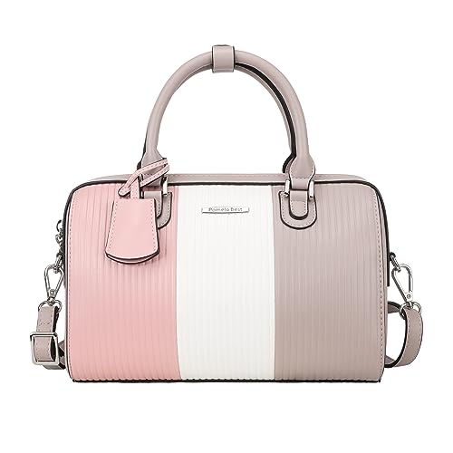 Pomelo Best Damen Umhängetasche Top Griff klein Handtasche stylisch PU Leder Crossbody Schultertasche für Frauen Grau Rosa von Pomelo Best