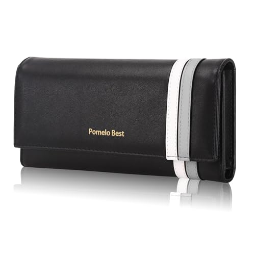Pomelo Best Schlanke Damen Geldbörse mit RFID-Schutz Groß Vintage Portemonnaie Vegan Leder Brieftasche mit vielen Kartenfächer und Münzfach von Pomelo Best