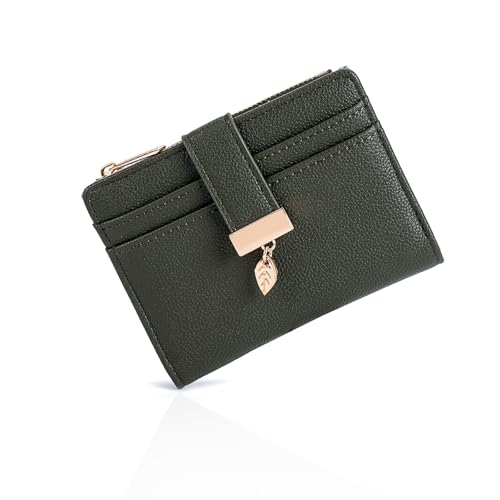 Pomelo Best kleines Portemonnaie Damen – kleine RFID Geldbörse mit Münzfach und Druckknopf – Mini Geldbeutel im Kurzformat Frauen (Palmenzgrün) von Pomelo Best