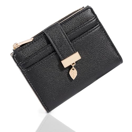 Pomelo Best kleines Portemonnaie Damen – kleine RFID Geldbörse mit Münzfach und Druckknopf – Mini Geldbeutel im Kurzformat Frauen (Schwarz) von Pomelo Best