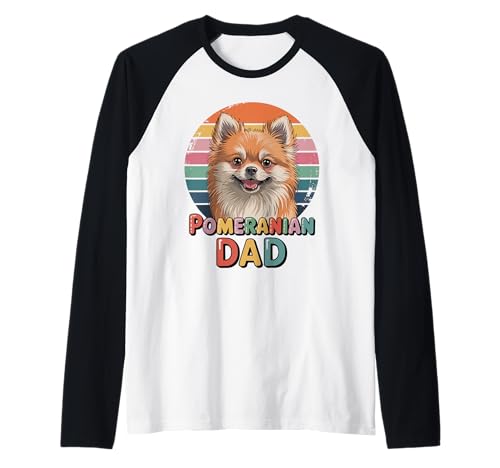 Herren Retro Pomeranian Dad Pomeranians Raglan von Pomeranian Dog Lover Gifts