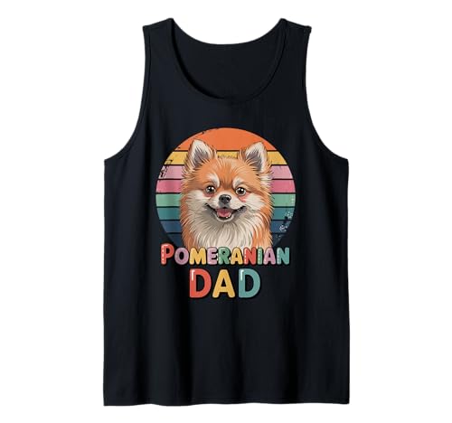 Herren Retro Pomeranian Dad Pomeranians Tank Top von Pomeranian Dog Lover Gifts