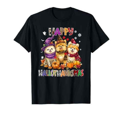 Pommersche Hunde Weihnachten Happy Hallothankmas Xmas Herren Damen T-Shirt Pommersche Hunde Weihnachten Happy Hallothankmas Xmas Herren Damen T-Shirt von Pomeranian Happy Hallothankmas Christmas Dog
