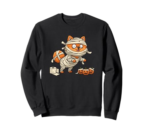 Lustiger Pomeranian Mummy Kürbis Halloween Kinder Herren Damen Sweatshirt von Pomeranian Lovers Cute Halloween Outfits Boy Girl