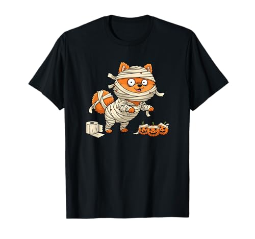 Lustiger Pomeranian Mummy Kürbis Halloween Kinder Herren Damen T-Shirt von Pomeranian Lovers Cute Halloween Outfits Boy Girl