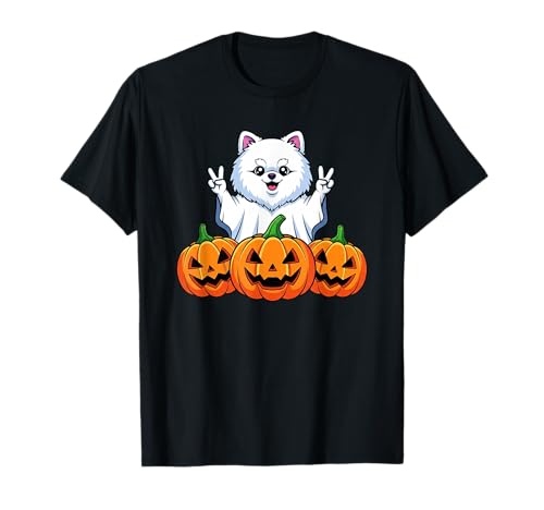 Pomeranian Dog Ghost Pumpkin Boo Halloween Kinder Herren Damen T-Shirt von Pomeranian Lovers Halloween Ghost Pumpkin Outfits