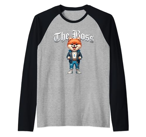 Pomeranian Dog The Boss Coole Jacke Outfit Hund Mama Papa Raglan von Pomeranian Lovers2024