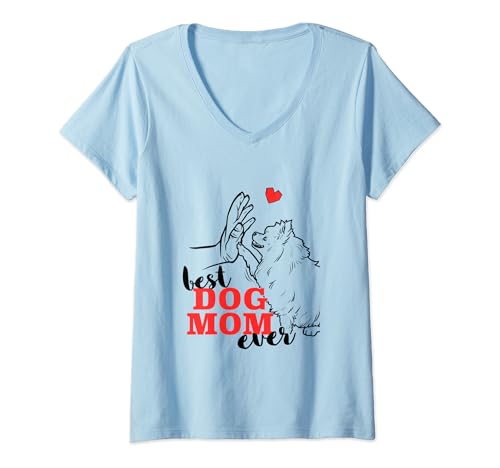 Beste Pomeranian Mama Pomeranian T-Shirt mit V-Ausschnitt von Pomeranian mama & Pomeranian Papa