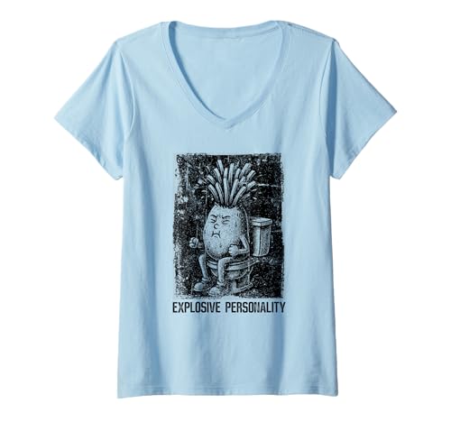 Damen Freche Kartoffel Pommes Frites Essen Wortspiel Persönlichkeit Snack T-Shirt mit V-Ausschnitt Damen Freche Kartoffel Pommes Frites Essen Wortspiel Persönlichkeit Snack T-Shirt mit V-Ausschnitt von Pommes Frites by Food Puns Apparel