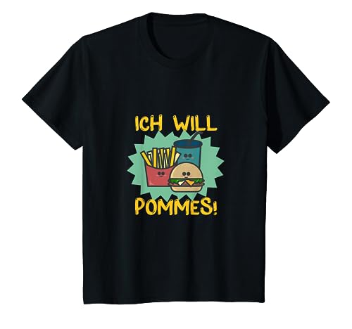 Kinder ICH WILL POMMES Essen Fastfood Kinder Jungen Mädchen T-Shirt von Pommes Kinder