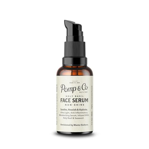 Pomp & Co Non Greasy Face Serum, Leichtes feuchtigkeitsspendendes Gesichtsserum für Herren, das mit Basilikum und Algen angereichert ist 30ml Gesichtsserum von Pomp & Co. Grooming Goods