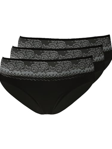 POMPADOUR - Damen Femme 024 - Midi-Slip - 3er Pack (40, Schwarz) von Pompadour