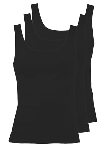 Pompadour 3er Pack Damen Achselhemd Cotton Light 7711-04-500 Gr. 44 in Schwarz von Pompadour