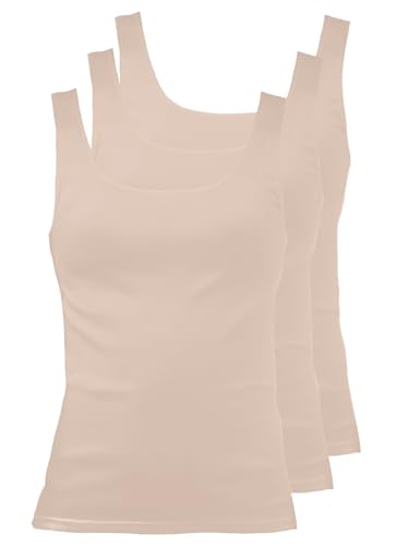 Pompadour 3er Pack Damen Achselhemd Cotton Light 7712-04-500 Gr. 42 in biskuit von Pompadour