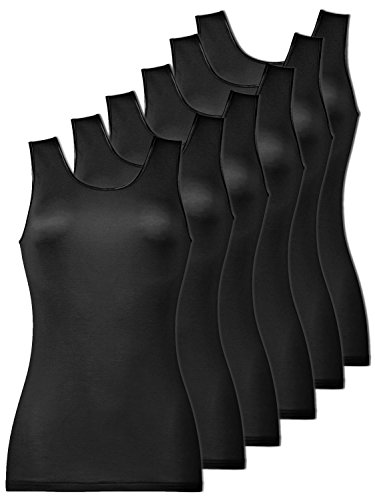 Pompadour Damen Achselhemd Organic Cotton 6er Pack Größe 44, Farbe schwarz von Pompadour