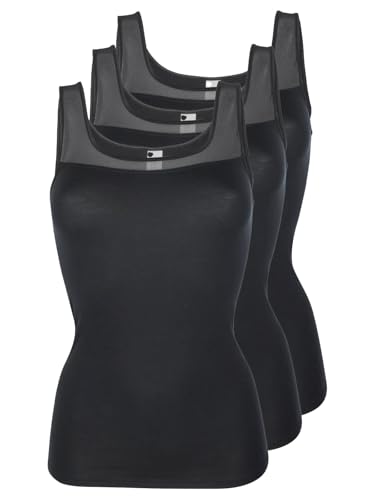 Pompadour Damen Achseltop New-Vision 3er Pack Größe 38, Farbe schwarz von Pompadour