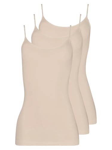Pompadour Damen Spaghetti-TOP 3er Pack, 7733-582, 44, Biskuit von Pompadour
