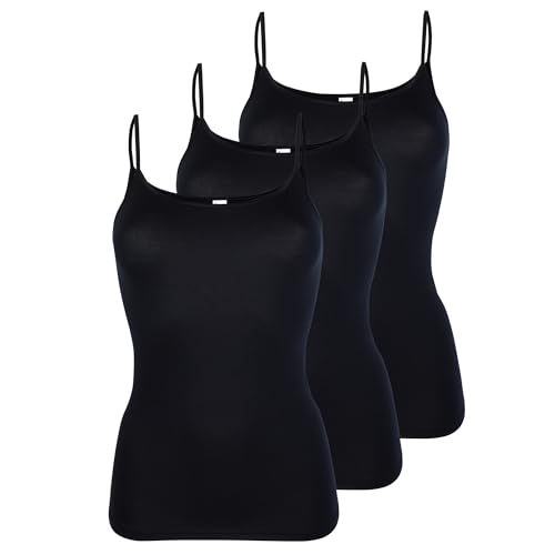 Pompadour Damen Spaghettihemd Passion 3er Pack Größe 38, Farbe schwarz von Pompadour