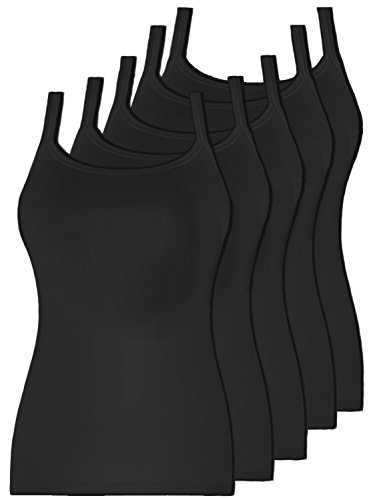 Pompadour Damen Trägerhemd Organic Cotton 5er Pack Größe 36, Farbe schwarz von Pompadour