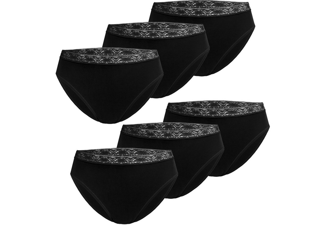 Pompadour Hüftslip Hüft-Slip (Set, 6-St., 6er Pack) Spitzenbündchen von Pompadour