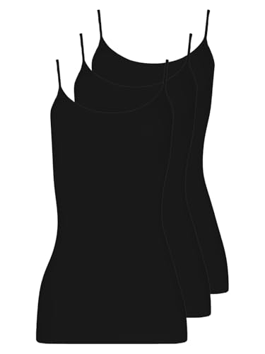 Pompadour Intime Spaghettitop Micromodal Damenunterwäsche Gr 36-48 im 3er Pack (42, 9 schwarz) von Pompadour