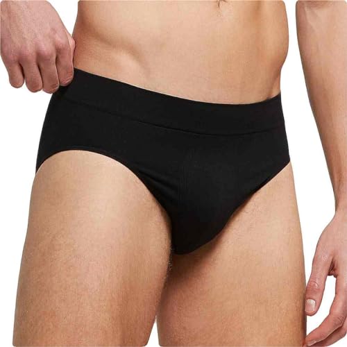 POMPEA 3 Stück weiche nahtlose Herren-Slip mit Garn Geruch Control Q-Skin, Schwarz , L/XL von Pompea