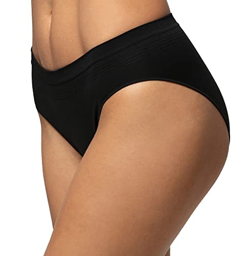 POMPEA Damen Slip Seamless Unterwäsche, Schwarz, L/XL (5er Pack) von Pompea