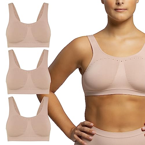 POMPEA Damen Brass. Comfort Size BH, Undurchsichtige, Basic Skin, XXL Größen (3er Pack) von Pompea