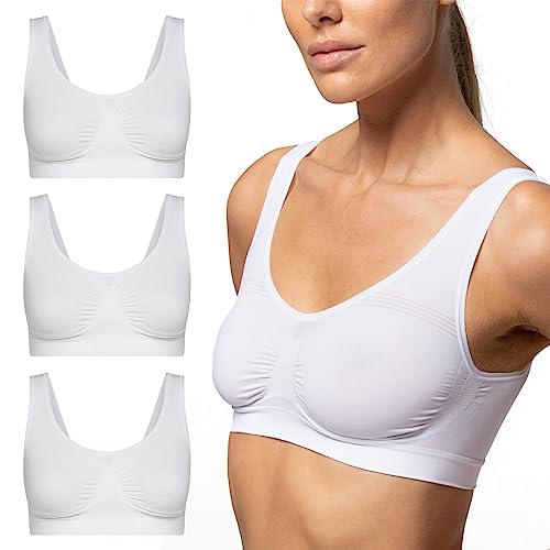 POMPEA Damen Brass. SL Seamless BH, Weiß, L/XL (3er Pack) von Pompea