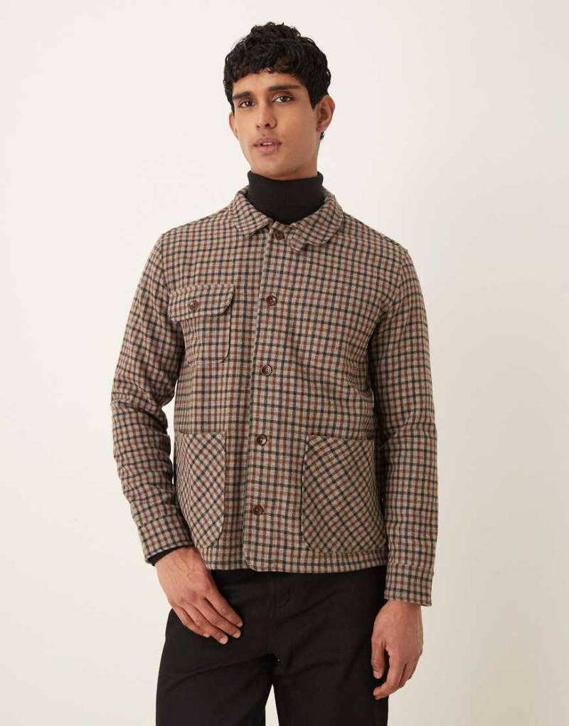 Pompeii - Braun karierte Hemdjacke aus Wollmix-Bunt von Pompeii UK