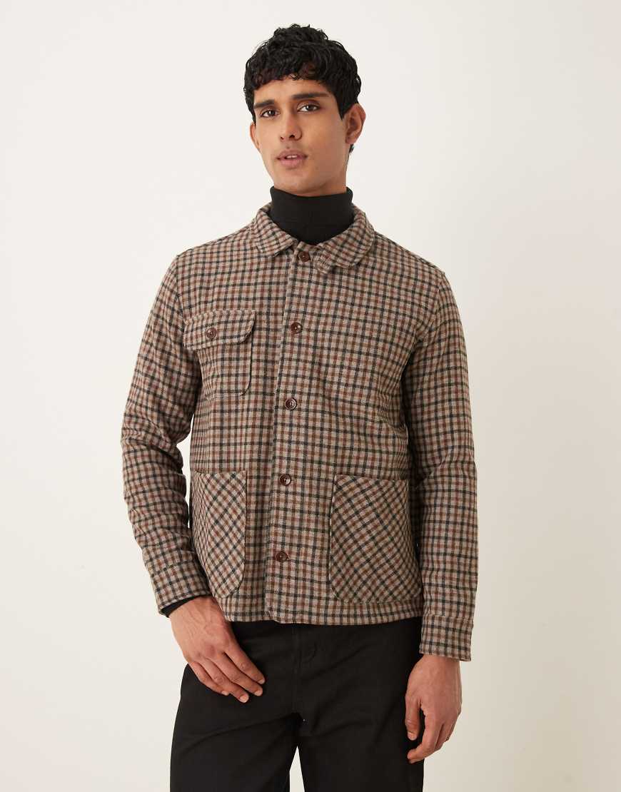 Pompeii - Braun karierte Hemdjacke aus Wollmix-Bunt von Pompeii UK