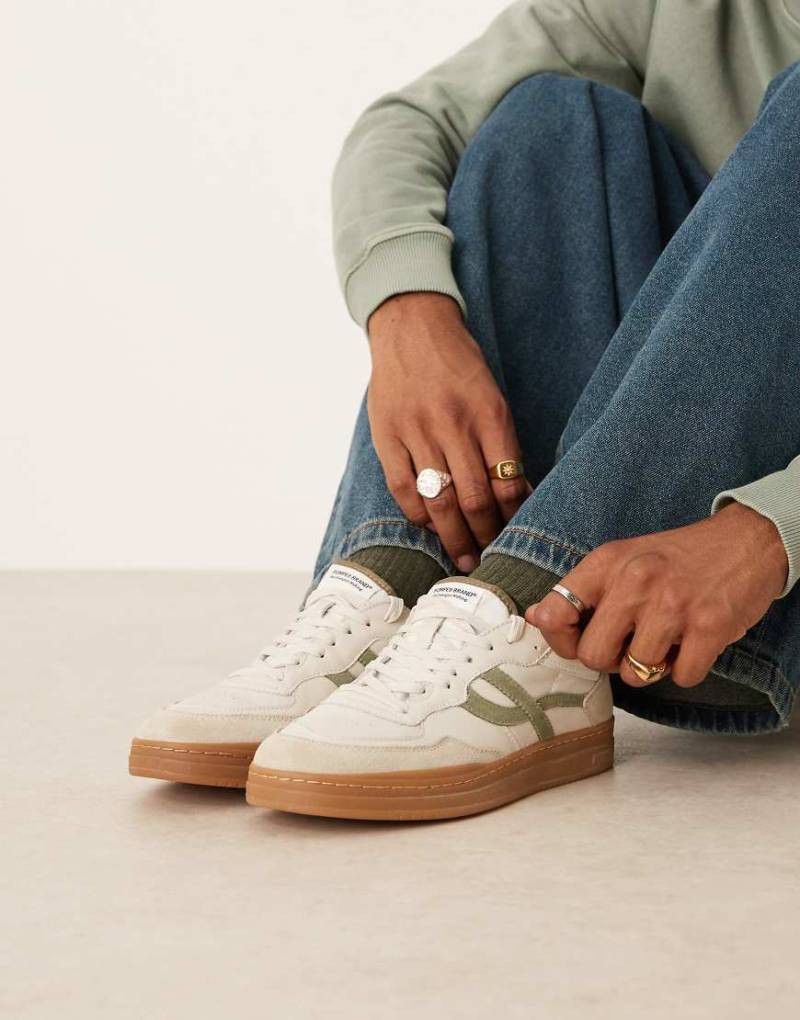 Pompeii - ELan Pippa - Schnür-Sneaker in Wollweiß und Grün aus Leder-Bunt von Pompeii UK