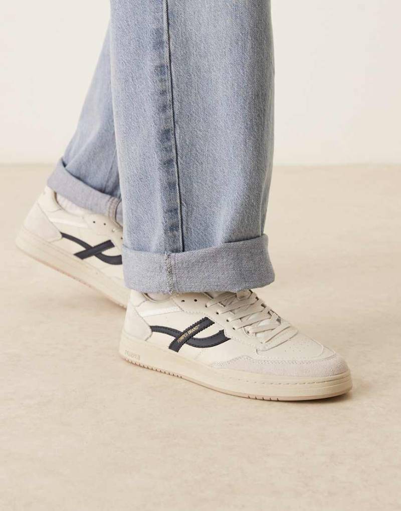 Pompeii - Elan Pippa - Leder-Sneaker in Wollweiß und Marineblau-Bunt von Pompeii UK