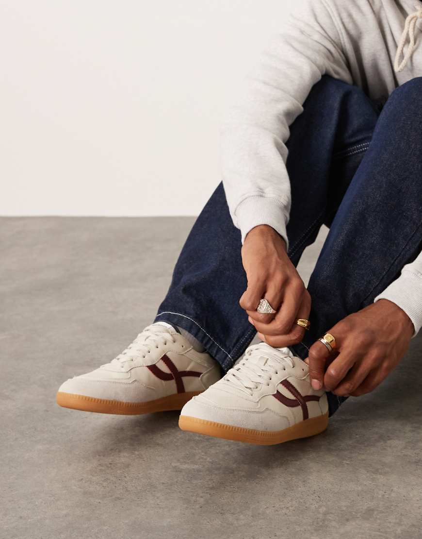 Pompeii - Elan Sala - Schnür-Sneaker in Weiß und Rot aus Leder-Bunt von Pompeii UK