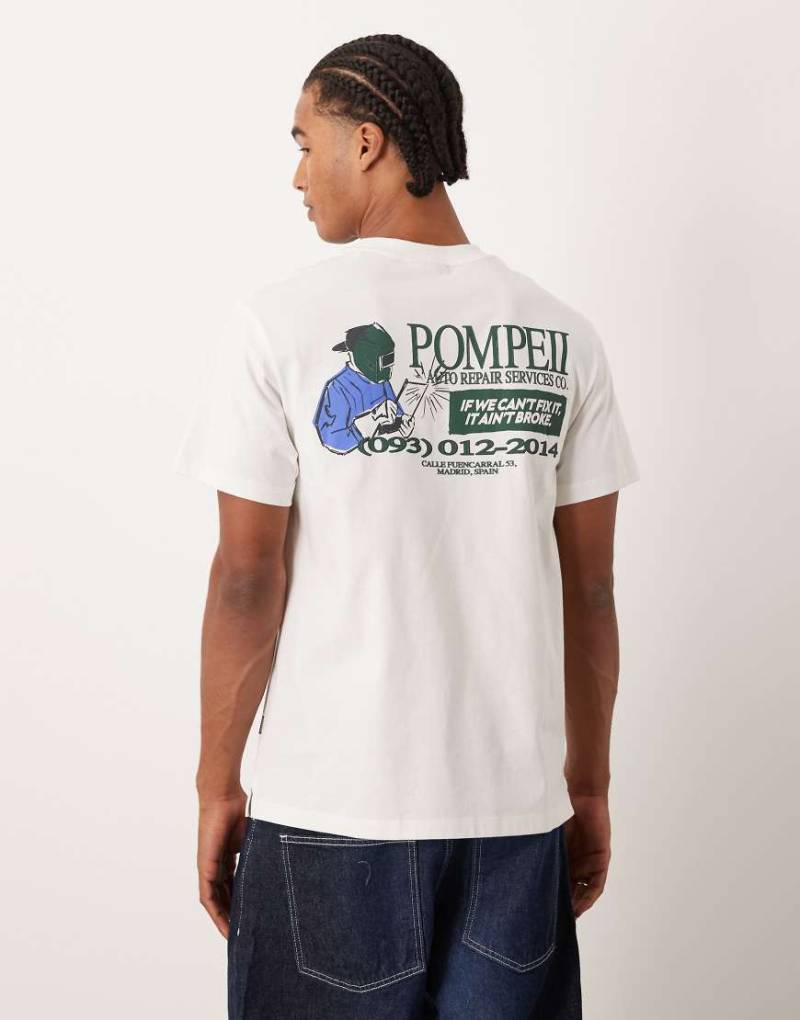 Pompeii - Regular-Fit-T-Shirt in Weiß mit Grafik-Logo und Rückenprint von Pompeii UK