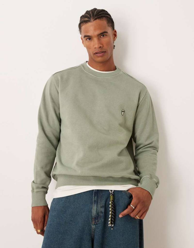 Pompeji - Emilio - Sweatshirt in Grün mit Rundhalsausschnitt und Logo von Pompeii UK