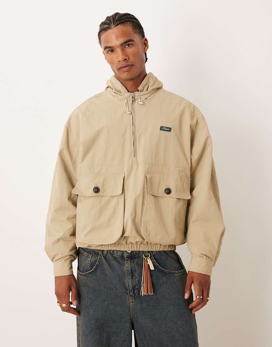 Pompeji - Technische Windjacke in Creme mit Kapuze-Neutral von Pompeii UK