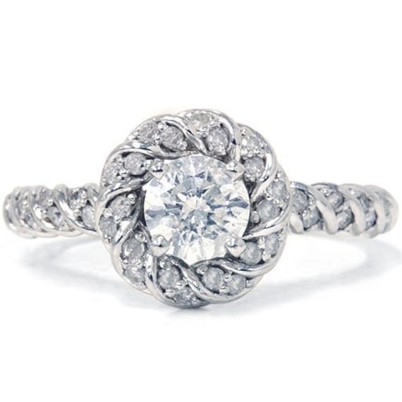 Engagement Ring Diamond 1.10Ct Petite 14K White Gold Größe | 4-10 von Pompeii3