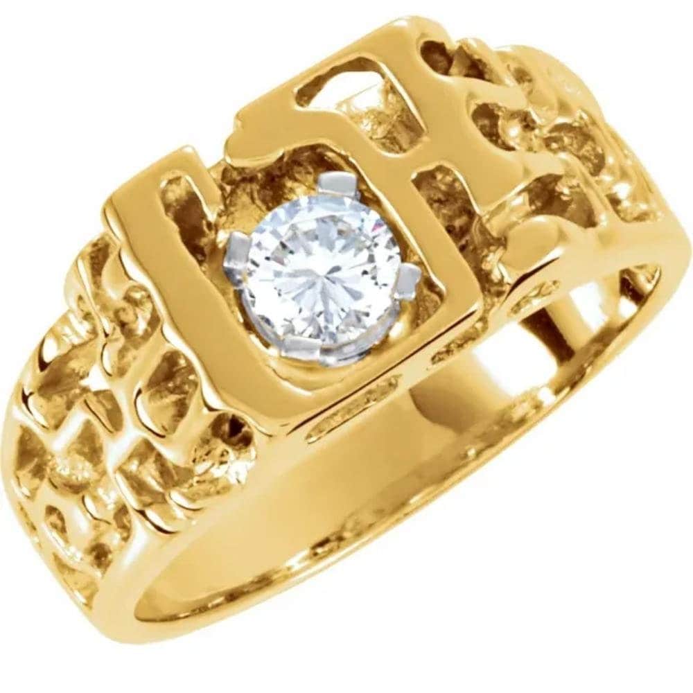 Herren 5/8Ct Diamant Solitär Nugget Ring 10K Gelbgold von Pompeii3