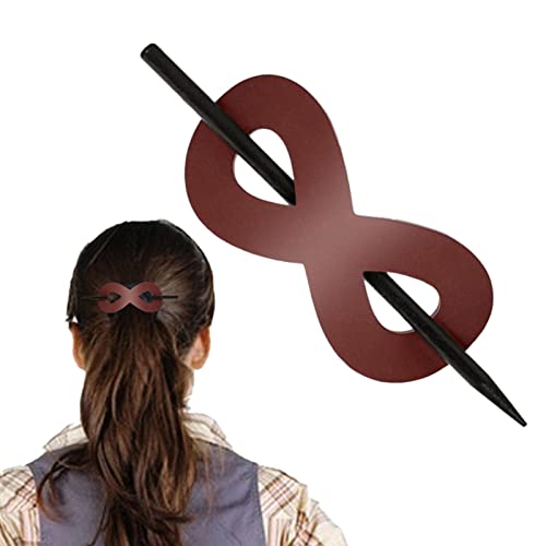 Haarspange aus Leder mit Stab,Haarknotenhalter Pferdeschwanz Haarnadel Kopfschmuck - 8 geformte Haarnadeln Pferdeschwanzhalter Haarschmuck für Frauen von Pomrone