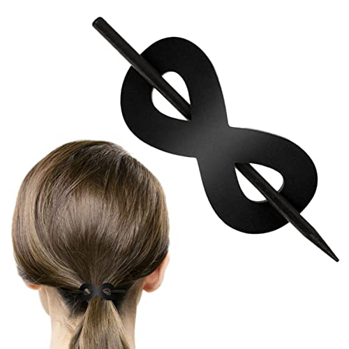 Holz Haarstab Leder Haarspangen - Kunstleder Haarspange Haargummi Leder und Stick | 8 Form Pferdeschwanz Clip Leder Haarschmuck für Frauen Haarhalter Clip von Pomrone