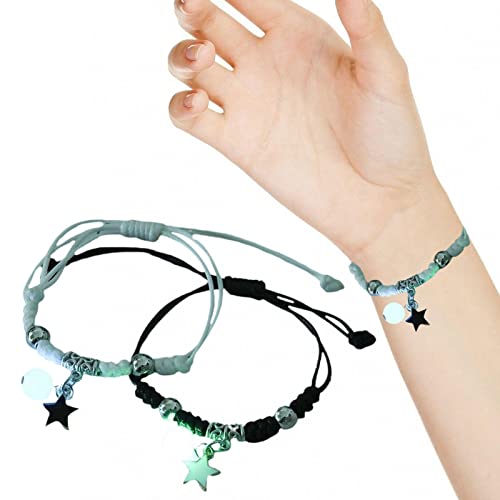 Passende Mond-Stern-Armbänder - 2PC/Set Fashion Luminous Mond-Stern-Armband | Liebhabergeschenke für Freund, Freundin, besten Freund, Mond und Stern, Freundschaftsarmband für 2, Geschenk von Pomrone