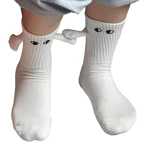 Pomrone Funny Magnetsocken Socken Für Paare, Hand-in-Hand-Socken, Freundschaftssocken, Mittelrohrsocken, Magnetische 3D-Puppensocken, Lustige Socken Für Damen, Herren, Paare, Freunde von Pomrone