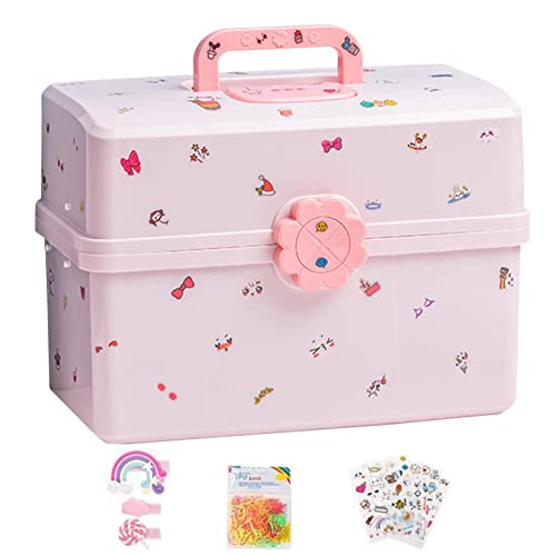 Aufbewahrungsbox Haarschmuck Mädchen Damen, Rosa Kinder Haarschmuck Aufbewahrungskiste, Haarschmuck Schmuckkästchen Organizer Haar Accessoires Box für Haargummis Haarbänder Clips, Schmuckbehälter von Pomurom