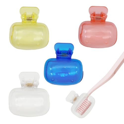 Pomurom Abdeckung für Zahnbürstenköpfe | 4 Stück Aufbewahrungsbehälter für Zahnbürstenköpfe,Tragbar Aufbewahrung Behälter Clips für Wohnheim Schule Bad Camping | Haushalt Kinder Erwachsene von Pomurom